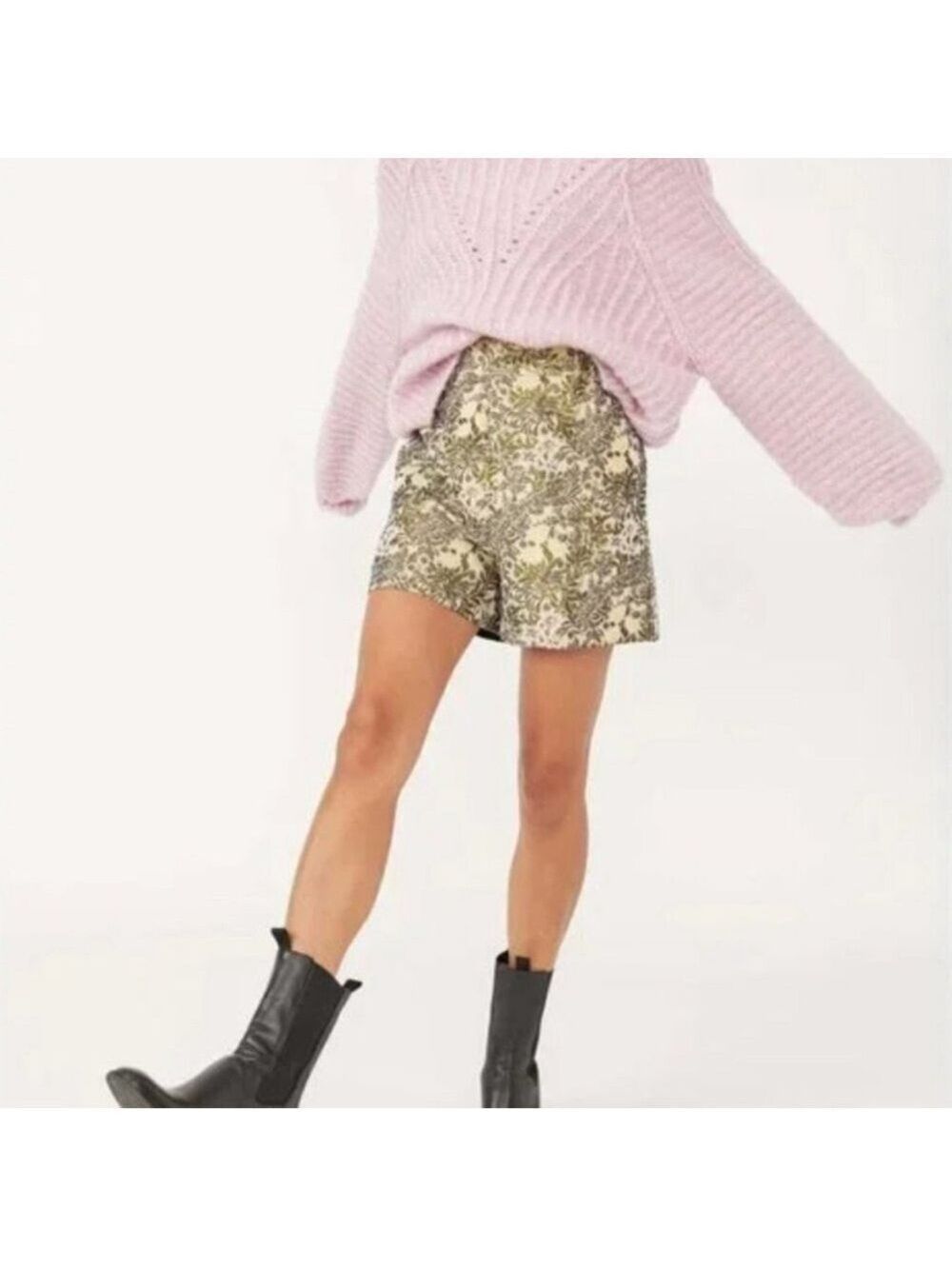 Free People Shine Like A Shorty Short Jacquard in Gold Combo Size M